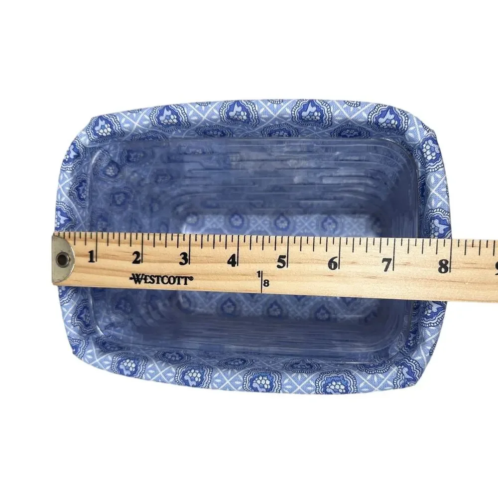 RETIRED Longaberger basket 1997, blue patterned liner and plastic insert
